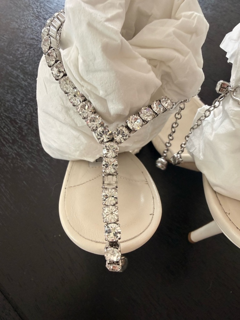 Jimmy Choo Saeda 85 Ivory Tulle Crystal Pump size 37.5 - Picture 7 of 17